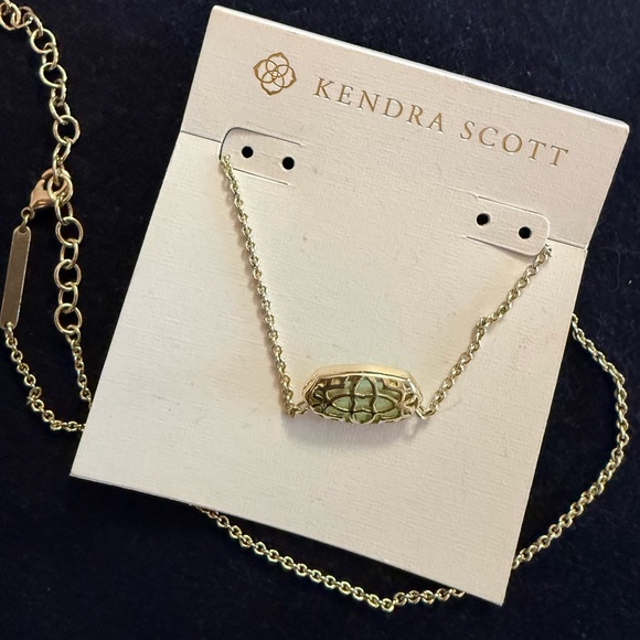 Kendra Scott Gold Necklace with Mint Green Stone - Picture 2 of 3